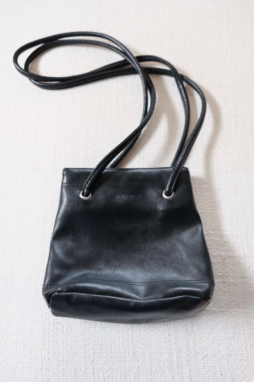 Nine West Vintage Black Leather Mini Crossbody Bag Y2K Minimalist Small
